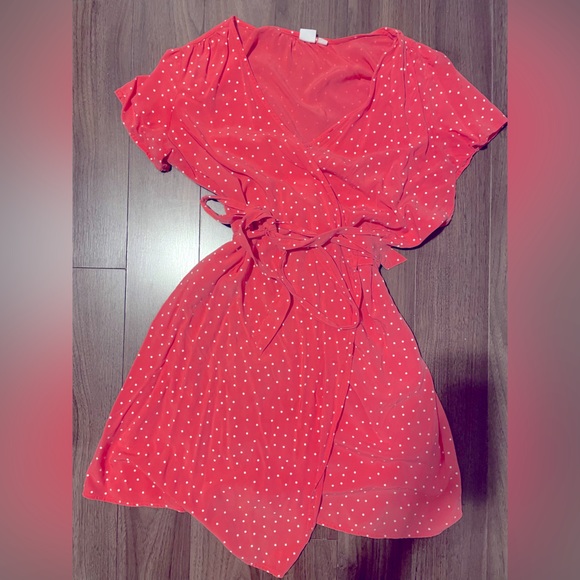 Pink with polkadots wrap dress - Picture 1 of 2
